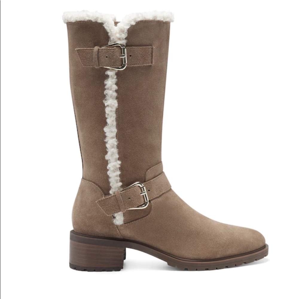 SOLE SOCIETY Women’s Size 7M JACOBA BOOT Faux Sherpa Side Zipper Ivory Boho Y2K
